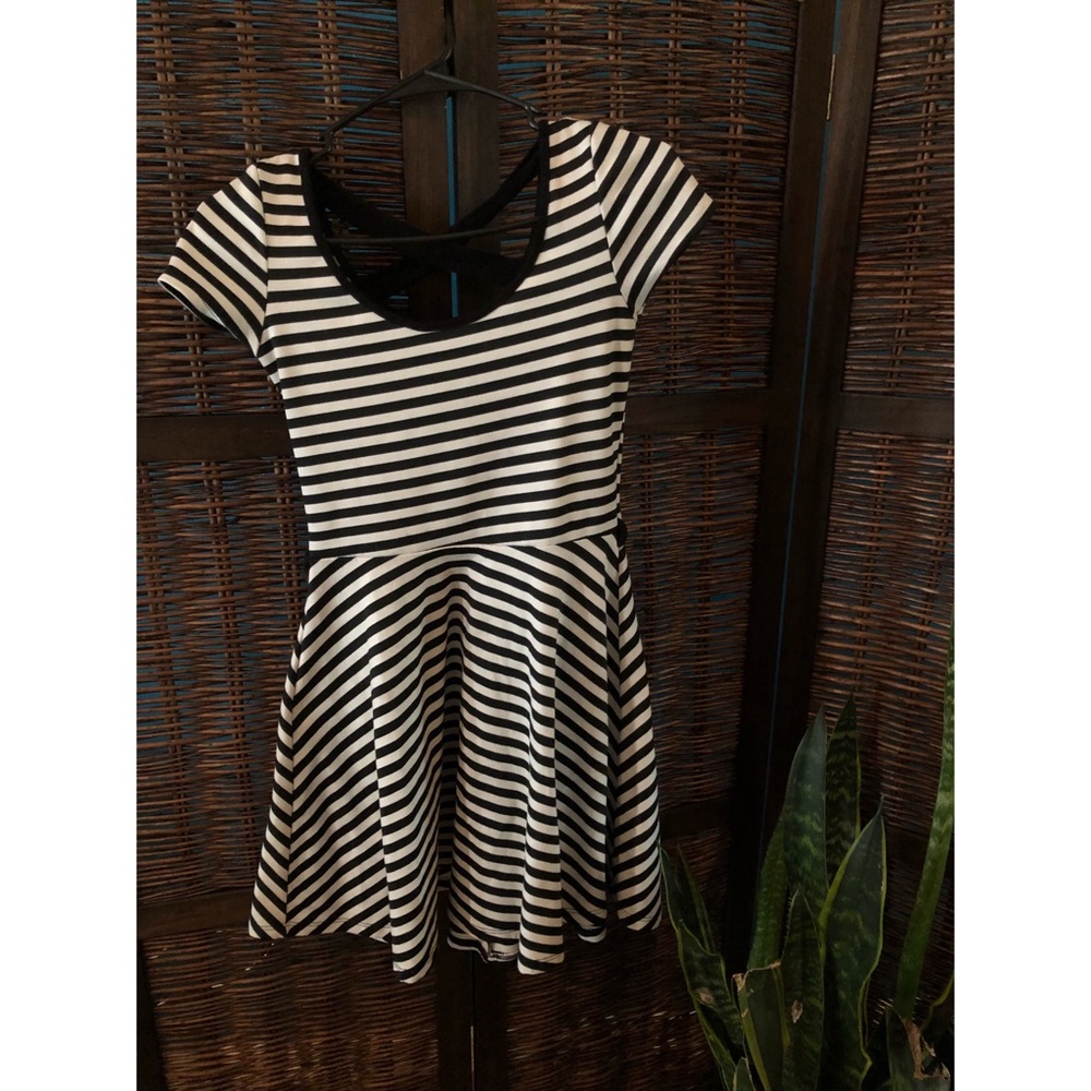 Black & white striped skater dress